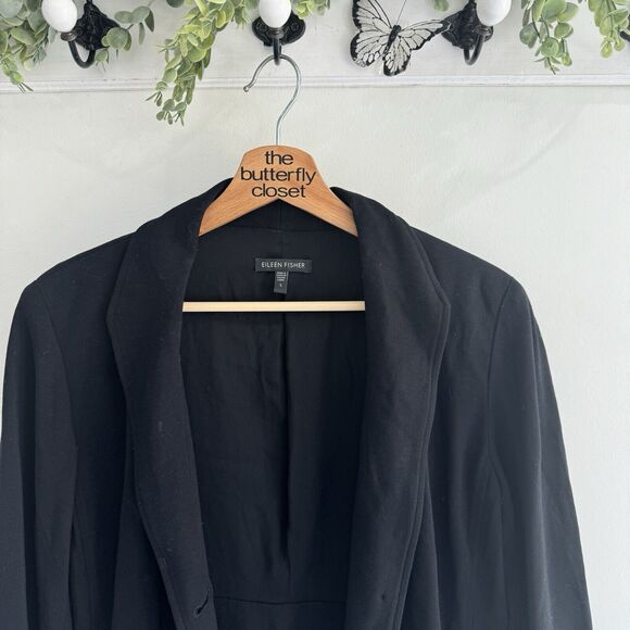 Eileen Fisher Black Button Blazer Viscose Silk Small - Picture 4 of 6